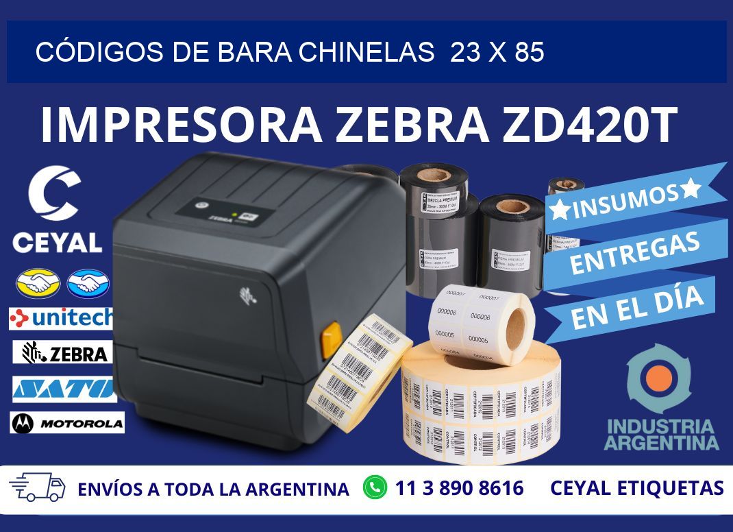 CÓDIGOS DE BARA CHINELAS  23 x 85