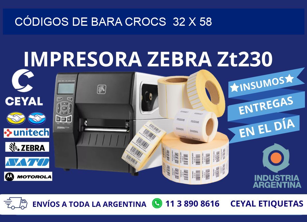 CÓDIGOS DE BARA CROCS  32 x 58