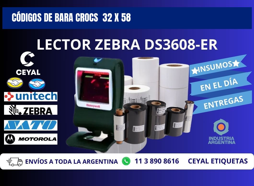 CÓDIGOS DE BARA CROCS  32 x 58