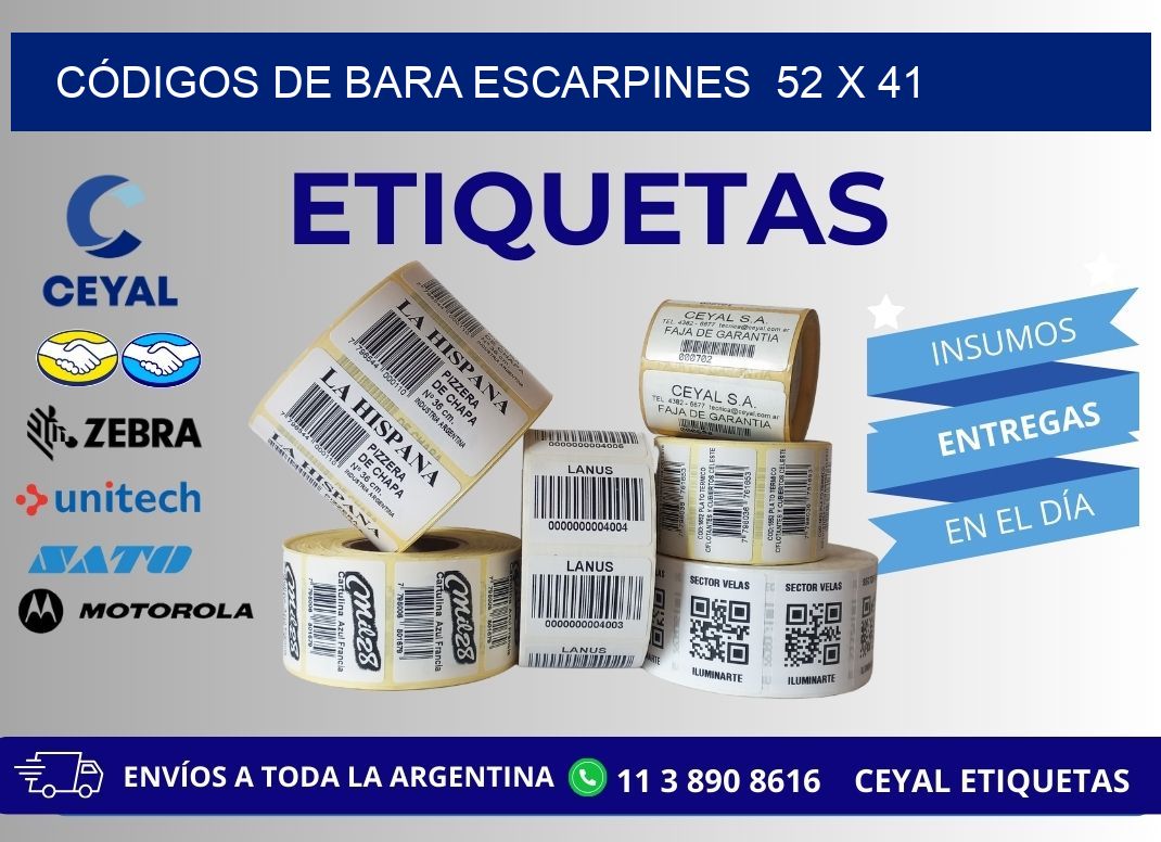 CÓDIGOS DE BARA ESCARPINES  52 x 41