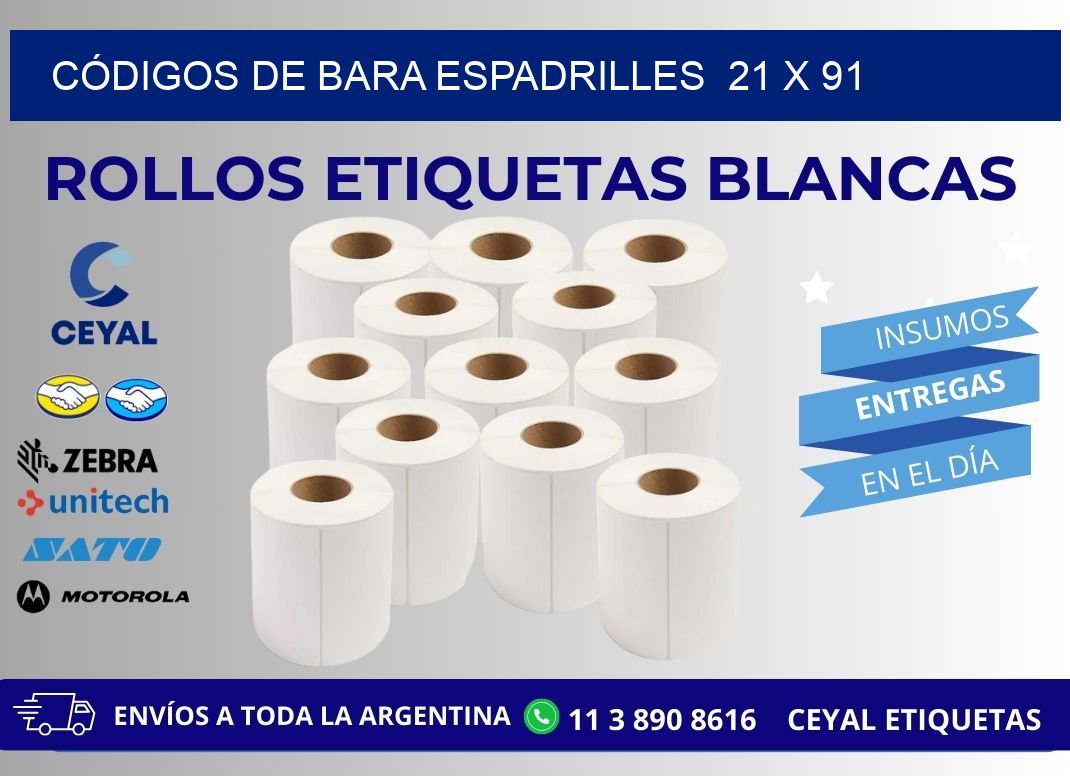 CÓDIGOS DE BARA ESPADRILLES  21 x 91