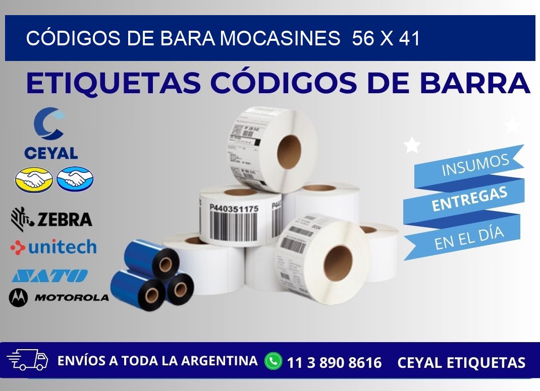 CÓDIGOS DE BARA MOCASINES  56 x 41
