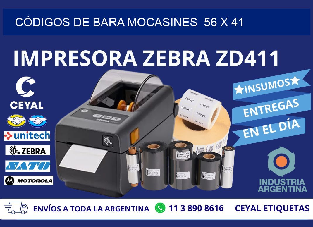 CÓDIGOS DE BARA MOCASINES  56 x 41