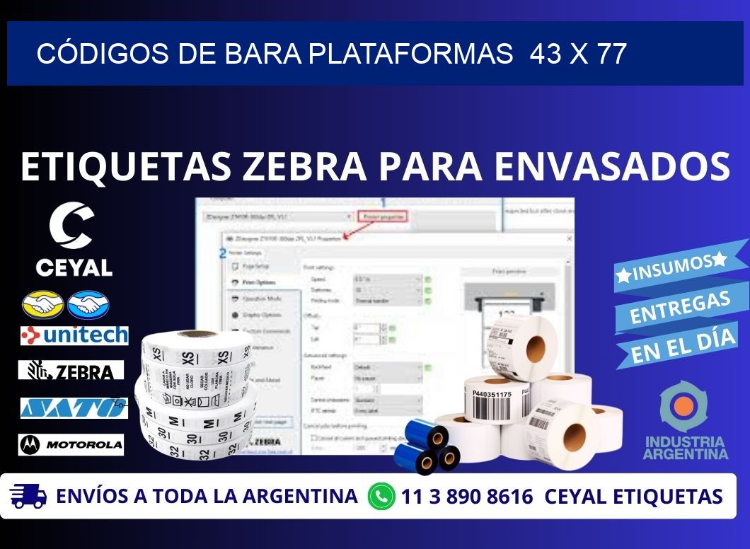 CÓDIGOS DE BARA PLATAFORMAS  43 x 77