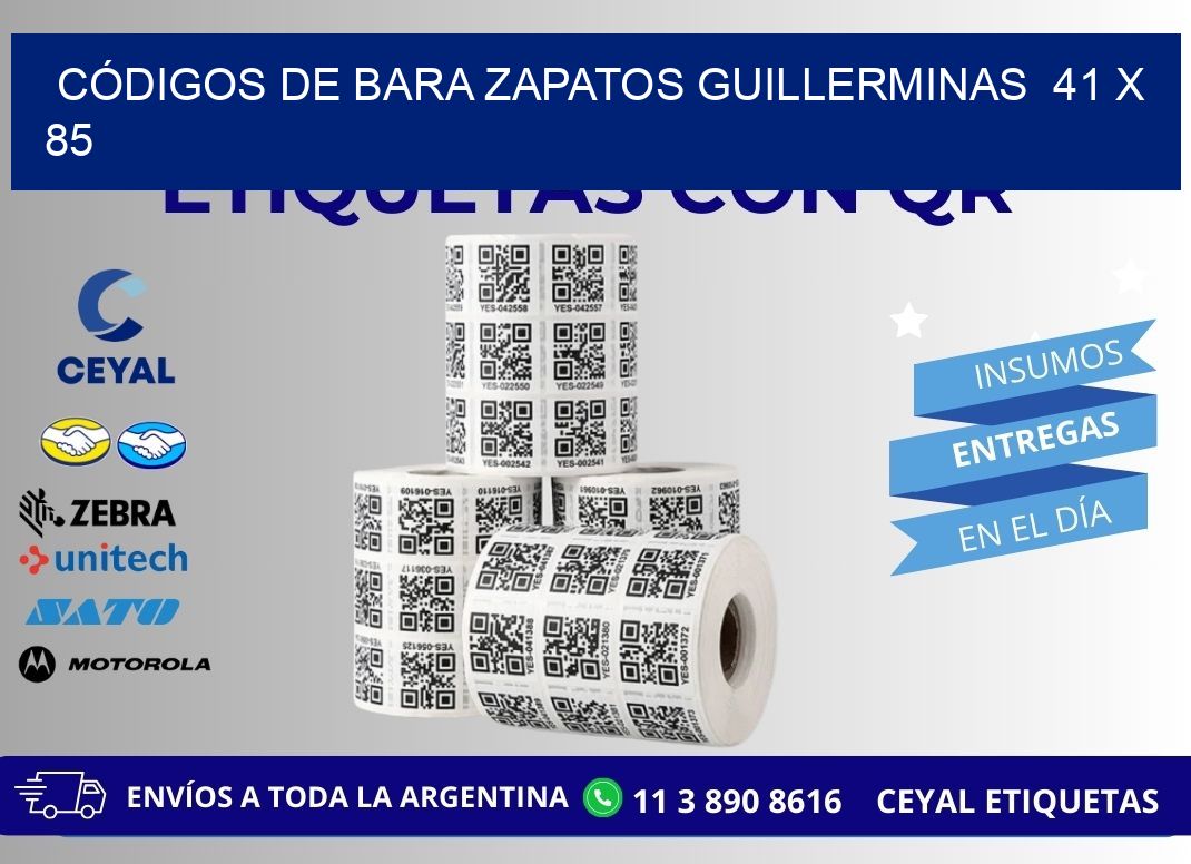 CÓDIGOS DE BARA ZAPATOS GUILLERMINAS  41 x 85