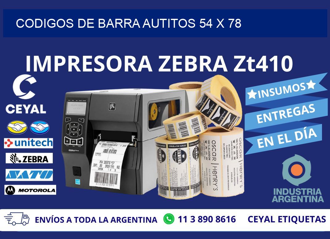 CODIGOS DE BARRA AUTITOS 54 x 78