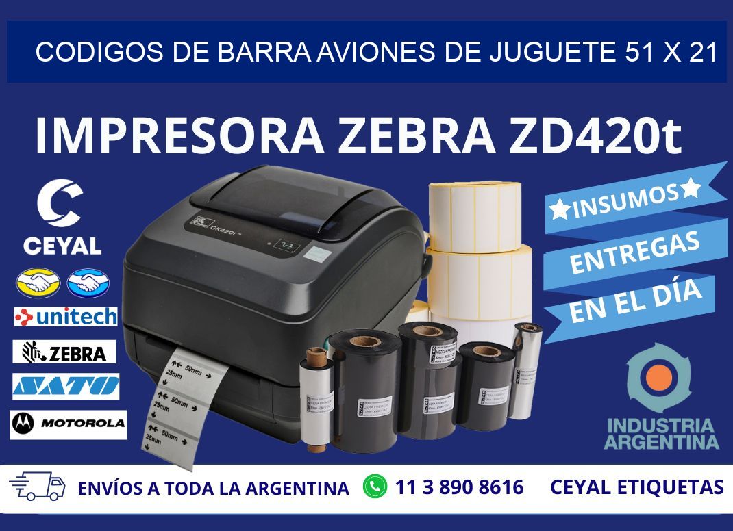 CODIGOS DE BARRA AVIONES DE JUGUETE 51 x 21