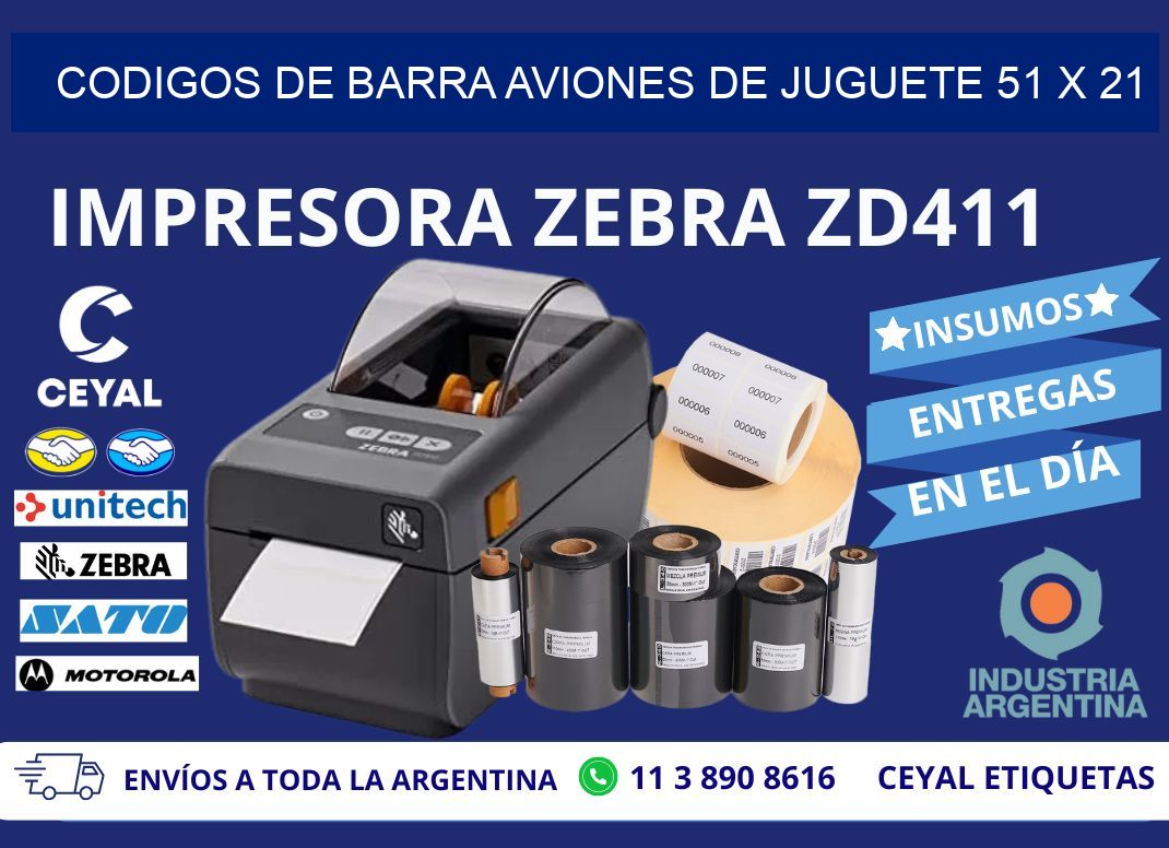 CODIGOS DE BARRA AVIONES DE JUGUETE 51 x 21