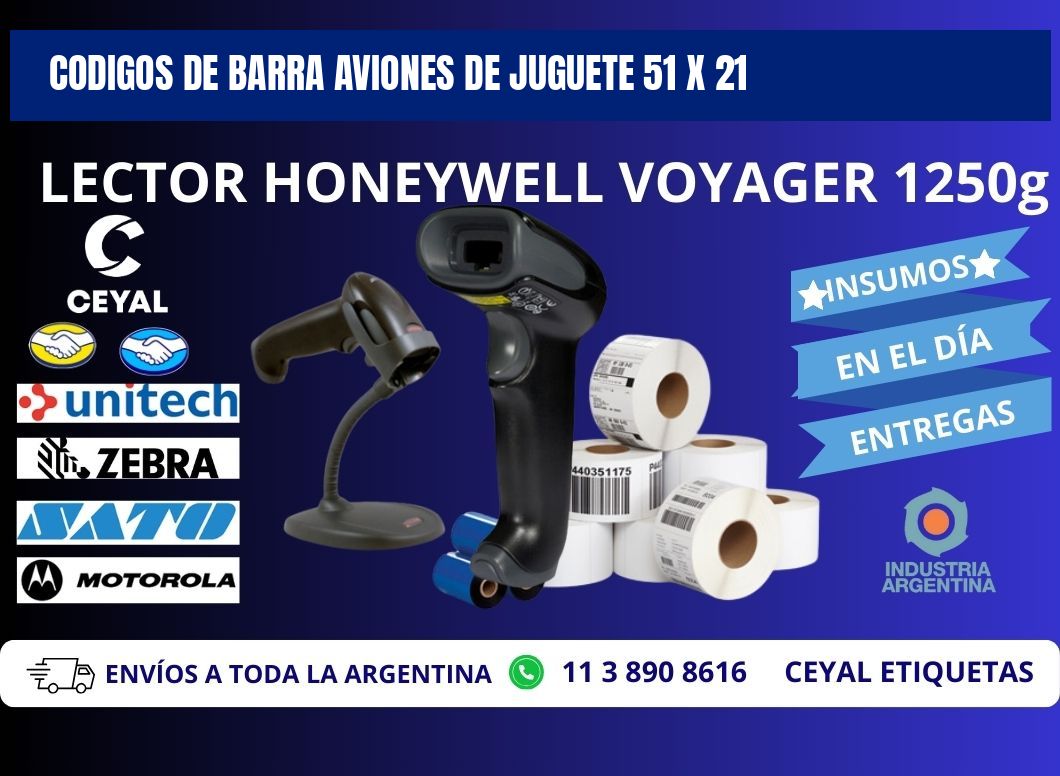 CODIGOS DE BARRA AVIONES DE JUGUETE 51 x 21