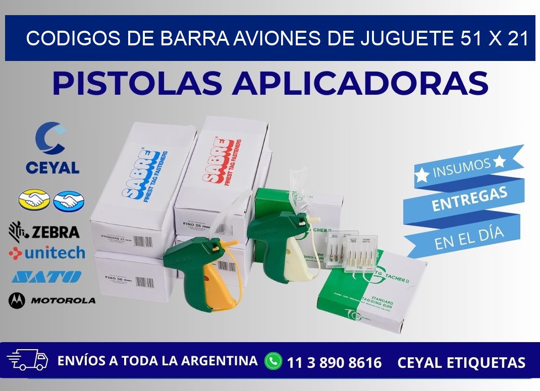 CODIGOS DE BARRA AVIONES DE JUGUETE 51 x 21