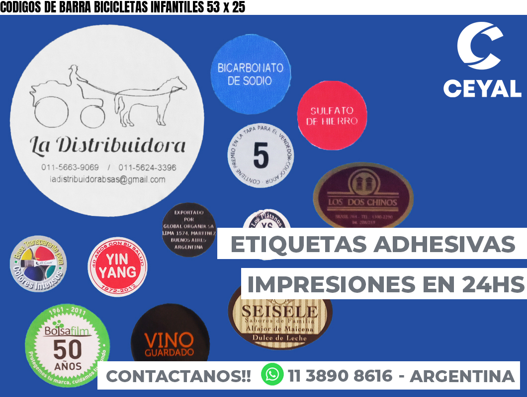 CODIGOS DE BARRA BICICLETAS INFANTILES 53 x 25