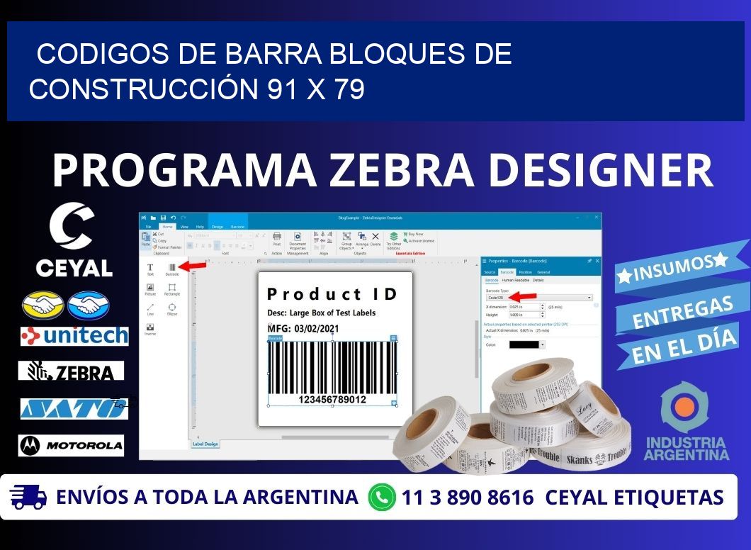 CODIGOS DE BARRA BLOQUES DE CONSTRUCCIÓN 91 x 79