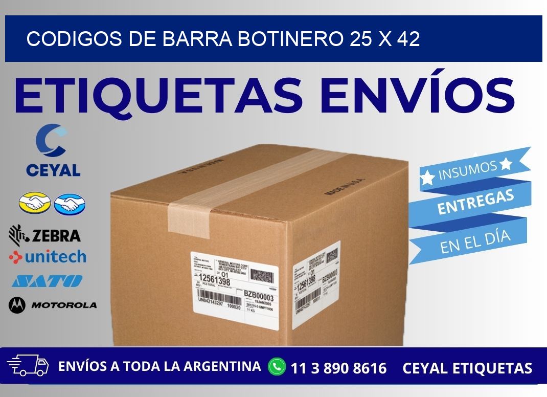 CODIGOS DE BARRA BOTINERO 25 x 42