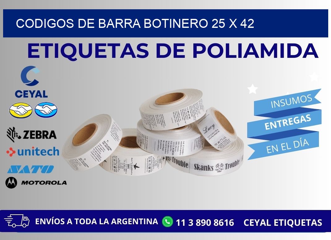 CODIGOS DE BARRA BOTINERO 25 x 42