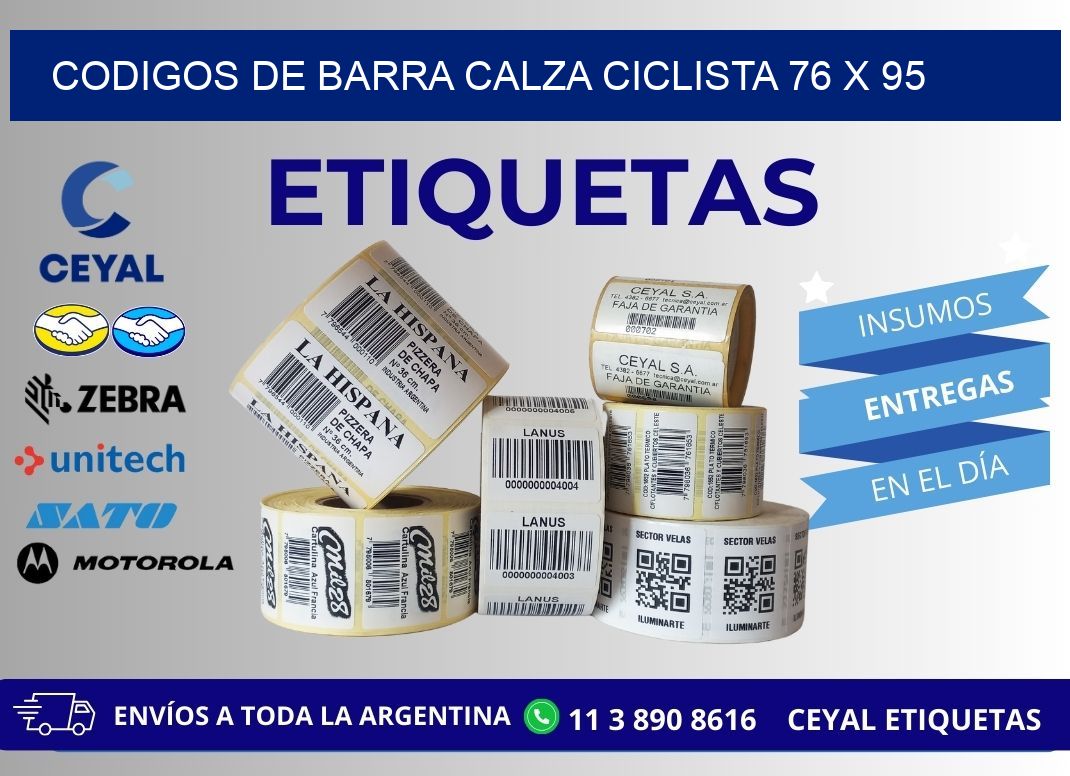 CODIGOS DE BARRA CALZA CICLISTA 76 x 95