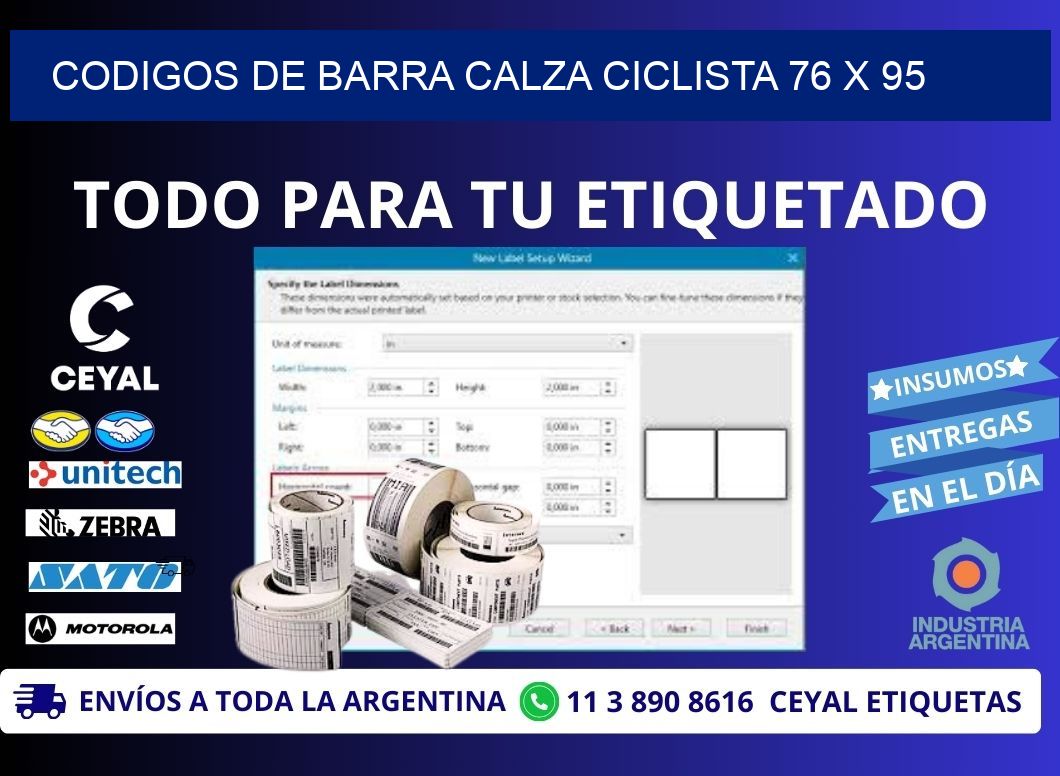 CODIGOS DE BARRA CALZA CICLISTA 76 x 95