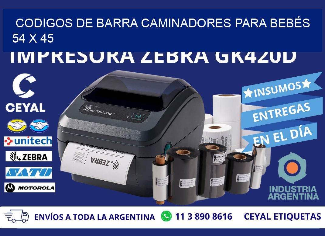 CODIGOS DE BARRA CAMINADORES PARA BEBÉS 54 x 45