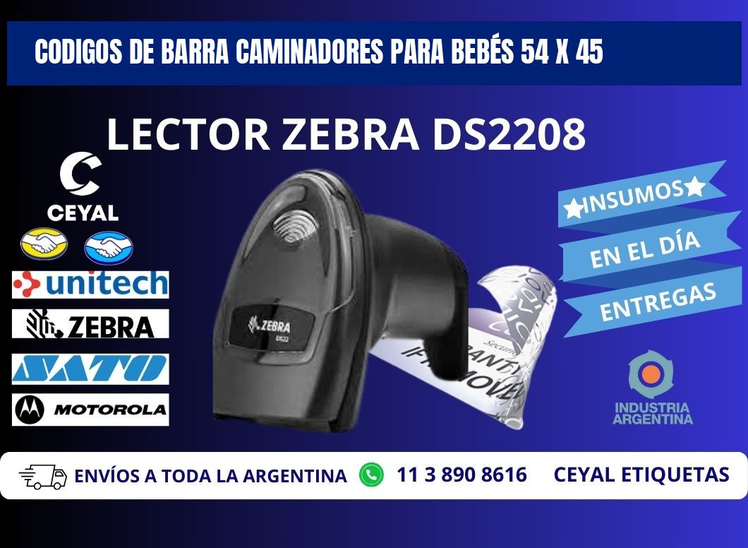 CODIGOS DE BARRA CAMINADORES PARA BEBÉS 54 x 45
