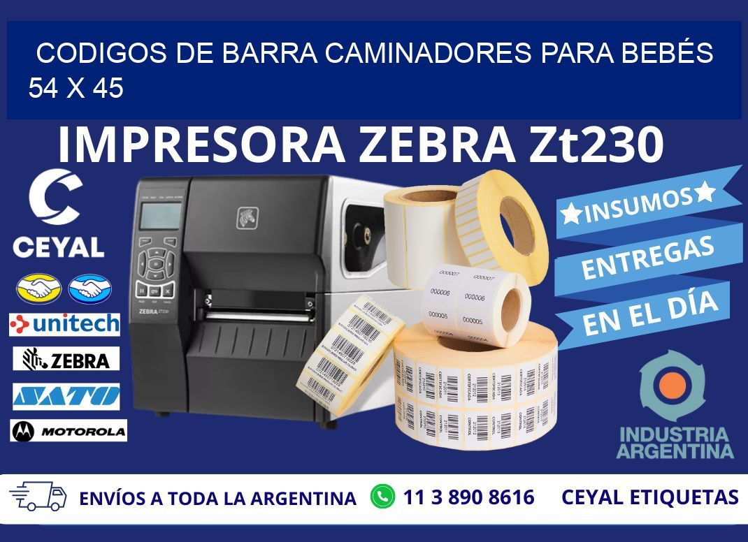 CODIGOS DE BARRA CAMINADORES PARA BEBÉS 54 x 45