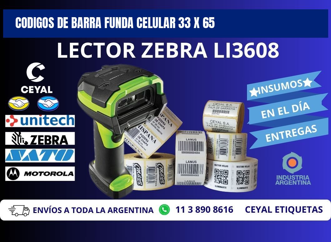 CODIGOS DE BARRA FUNDA CELULAR 33 x 65