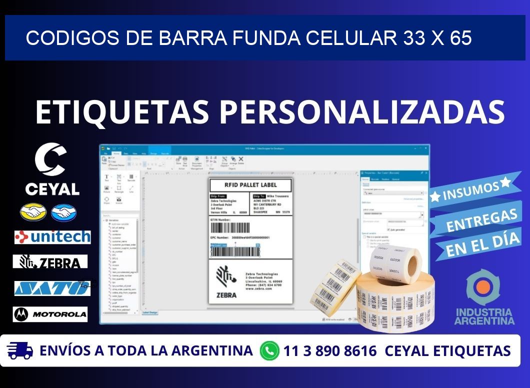 CODIGOS DE BARRA FUNDA CELULAR 33 x 65