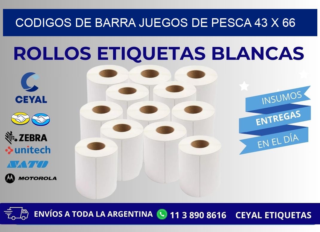 CODIGOS DE BARRA JUEGOS DE PESCA 43 x 66