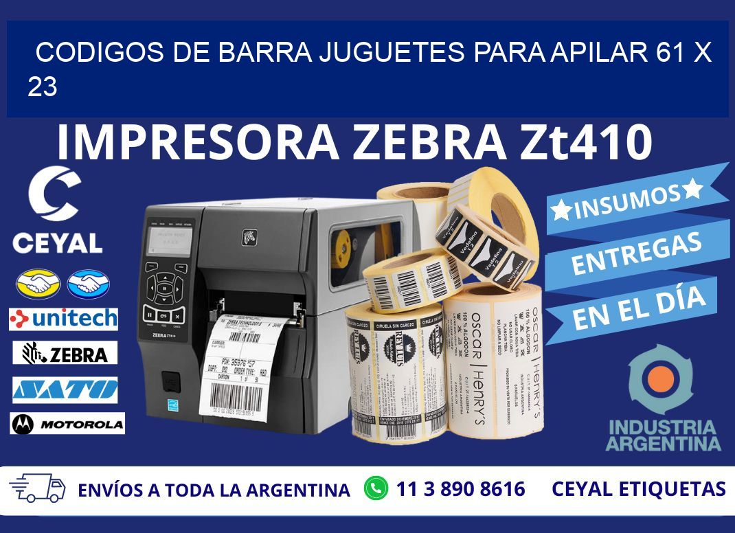 CODIGOS DE BARRA JUGUETES PARA APILAR 61 x 23