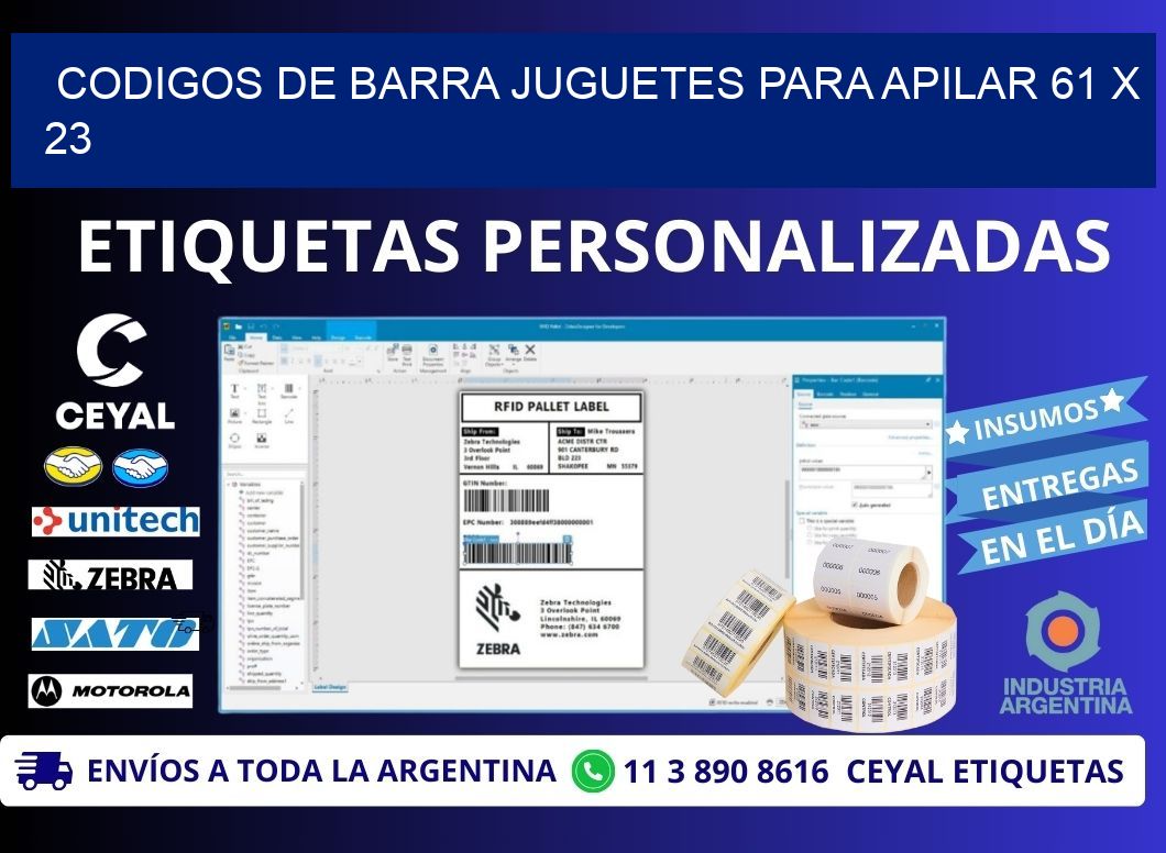 CODIGOS DE BARRA JUGUETES PARA APILAR 61 x 23