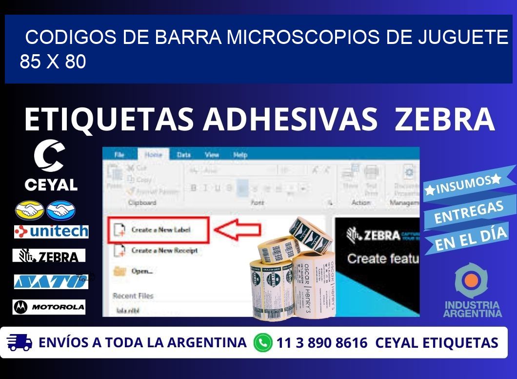 CODIGOS DE BARRA MICROSCOPIOS DE JUGUETE 85 x 80
