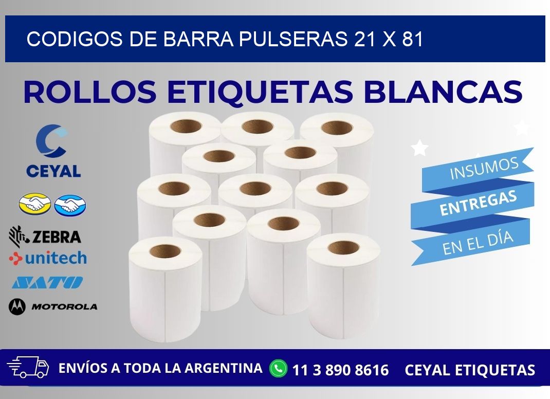 CODIGOS DE BARRA PULSERAS 21 x 81