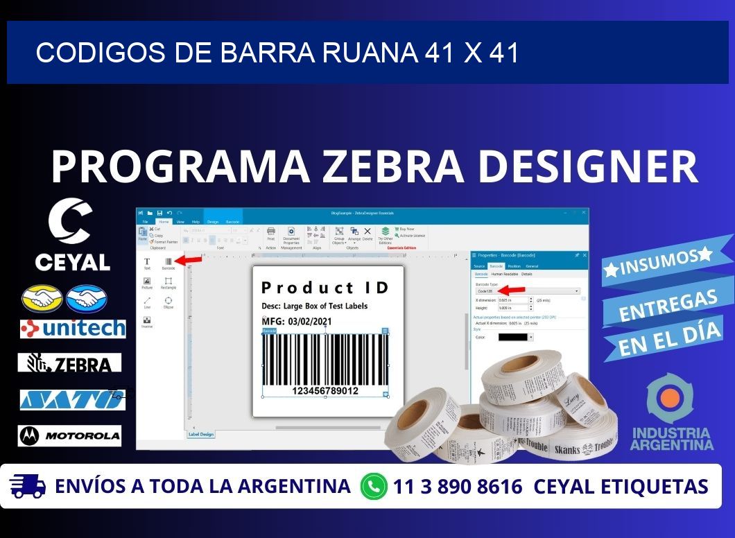 CODIGOS DE BARRA RUANA 41 x 41