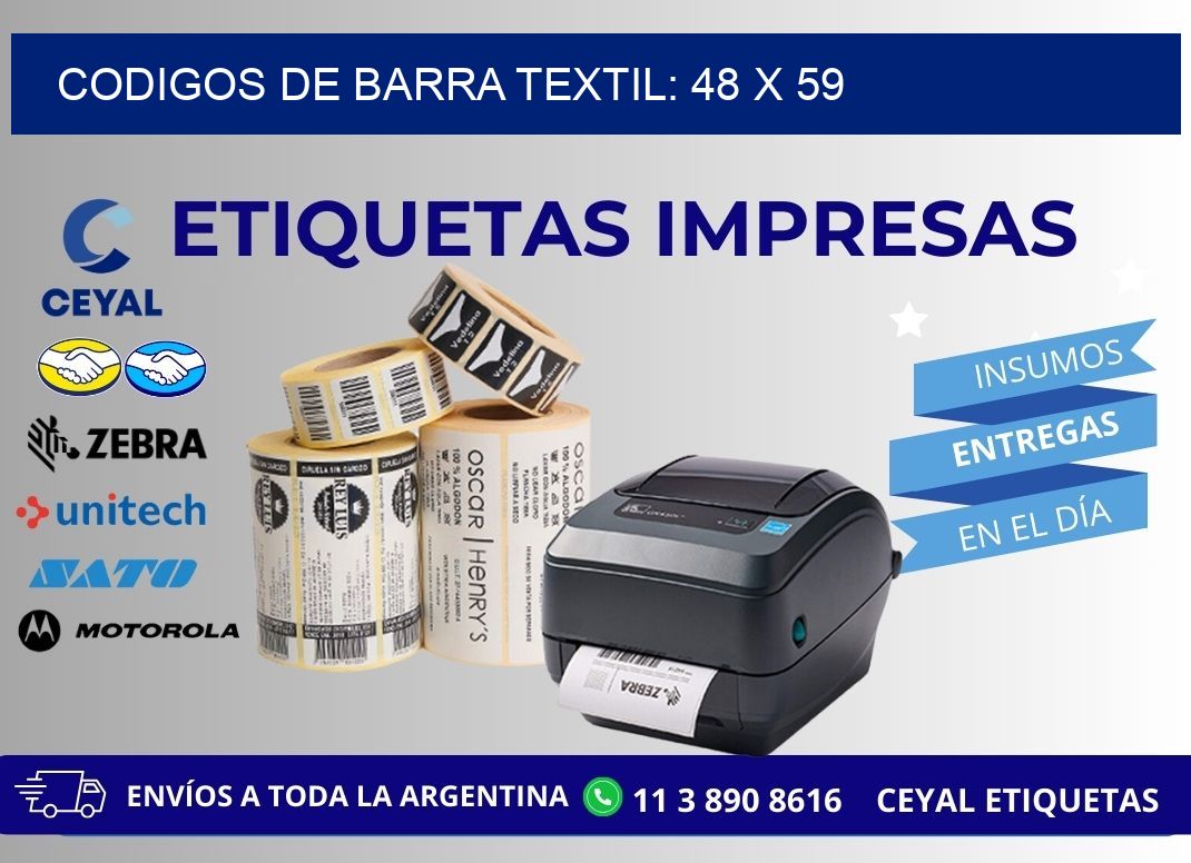CODIGOS DE BARRA TEXTIL: 48 x 59