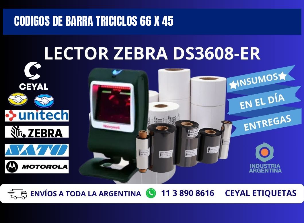 CODIGOS DE BARRA TRICICLOS 66 x 45