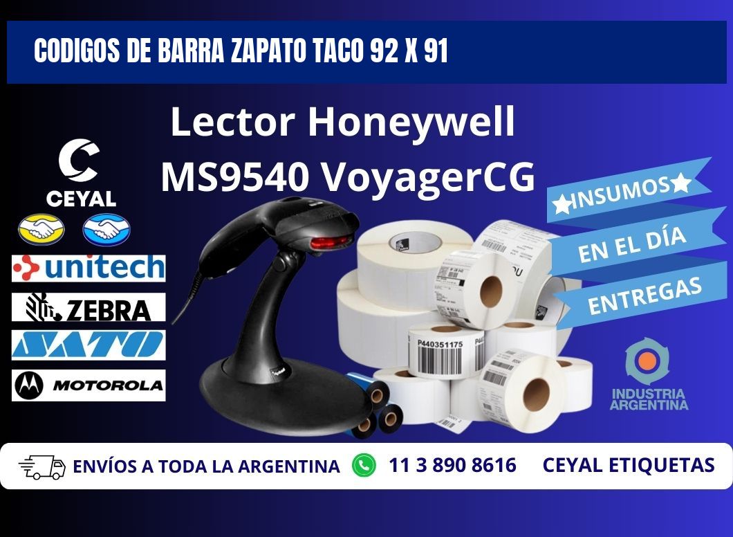 CODIGOS DE BARRA ZAPATO TACO 92 x 91