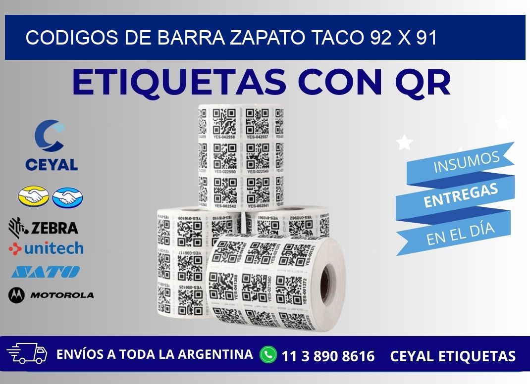 CODIGOS DE BARRA ZAPATO TACO 92 x 91