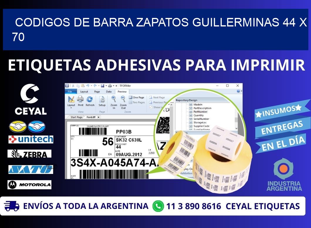 CODIGOS DE BARRA ZAPATOS GUILLERMINAS 44 x 70