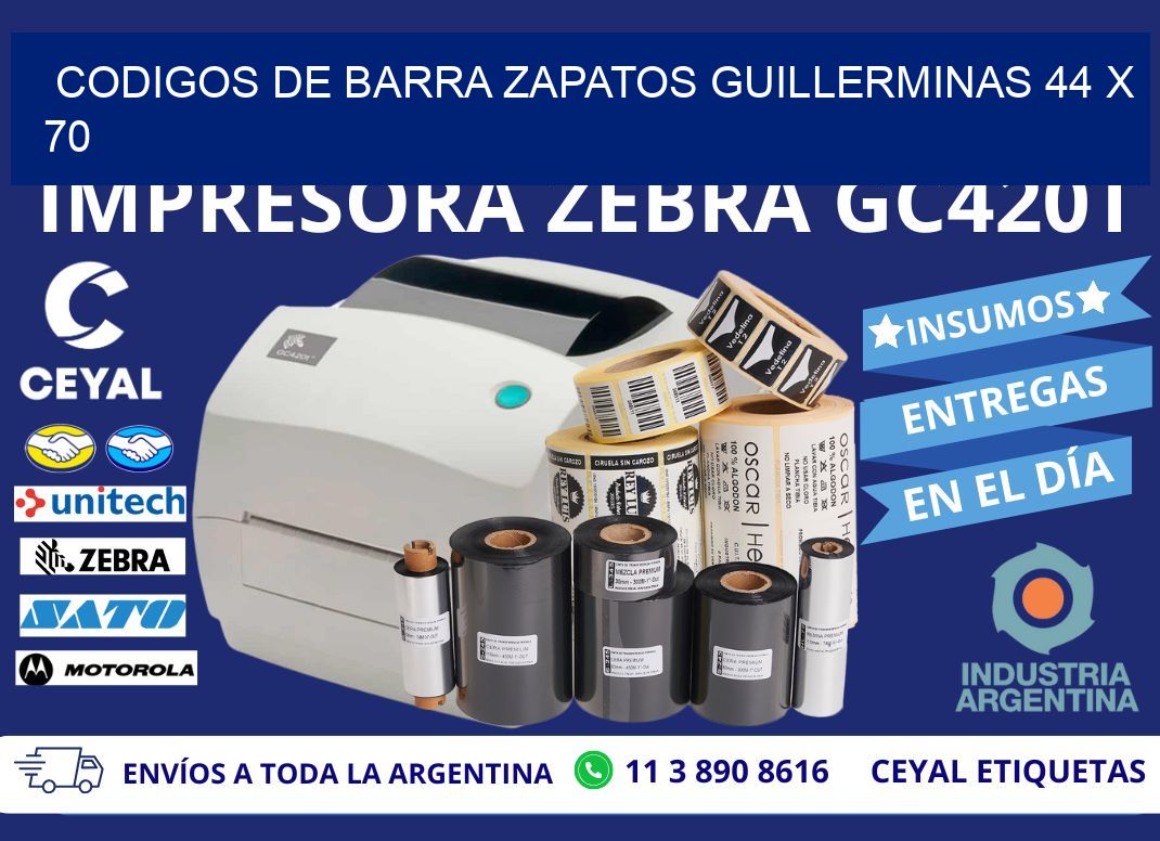 CODIGOS DE BARRA ZAPATOS GUILLERMINAS 44 x 70