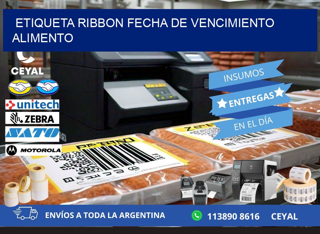 ETIQUETA RIBBON FECHA DE VENCIMIENTO ALIMENTO