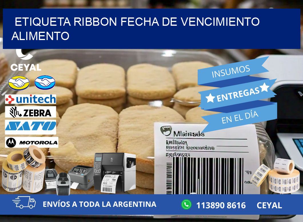 ETIQUETA RIBBON FECHA DE VENCIMIENTO ALIMENTO