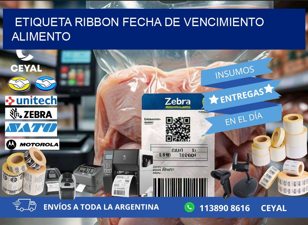 ETIQUETA RIBBON FECHA DE VENCIMIENTO ALIMENTO