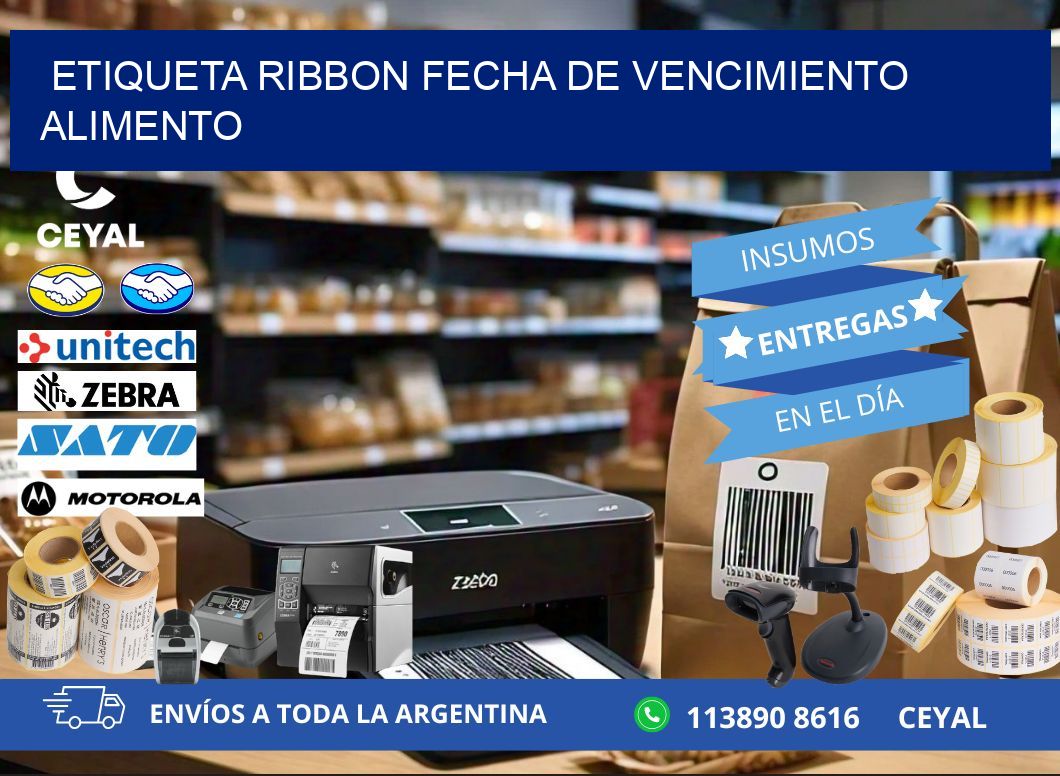 ETIQUETA RIBBON FECHA DE VENCIMIENTO ALIMENTO