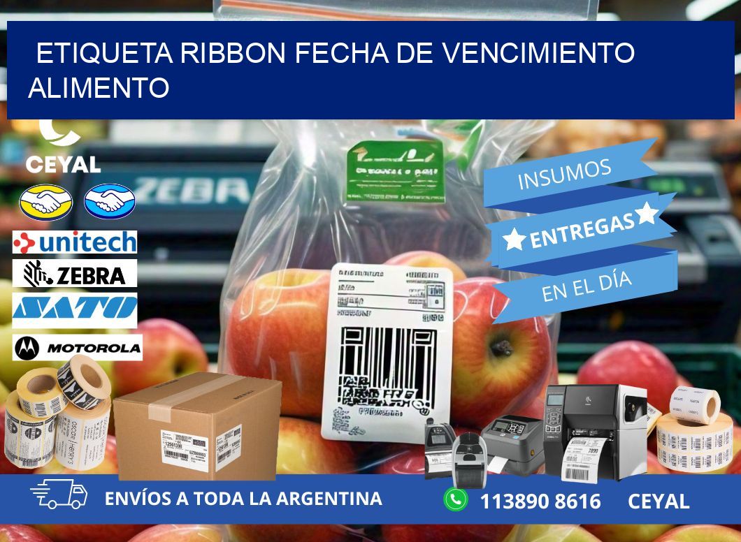 ETIQUETA RIBBON FECHA DE VENCIMIENTO ALIMENTO