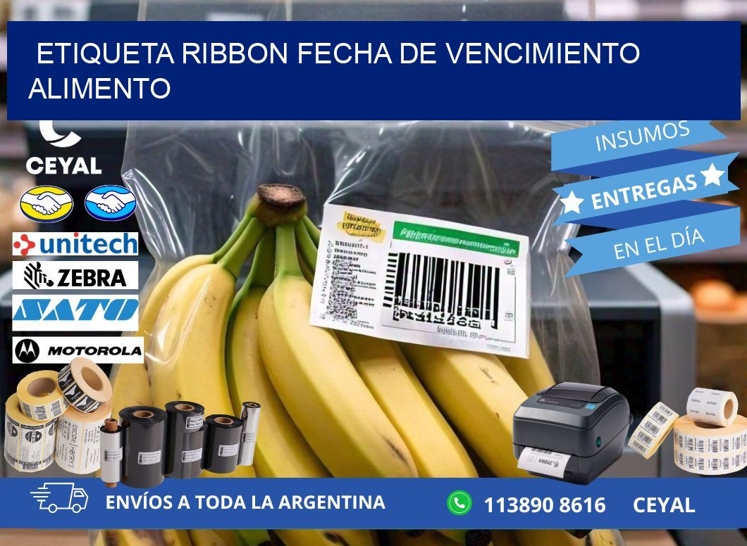 ETIQUETA RIBBON FECHA DE VENCIMIENTO ALIMENTO