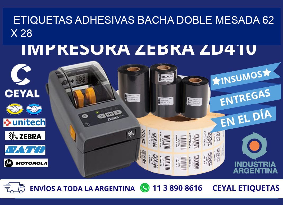 ETIQUETAS ADHESIVAS BACHA DOBLE MESADA 62 x 28