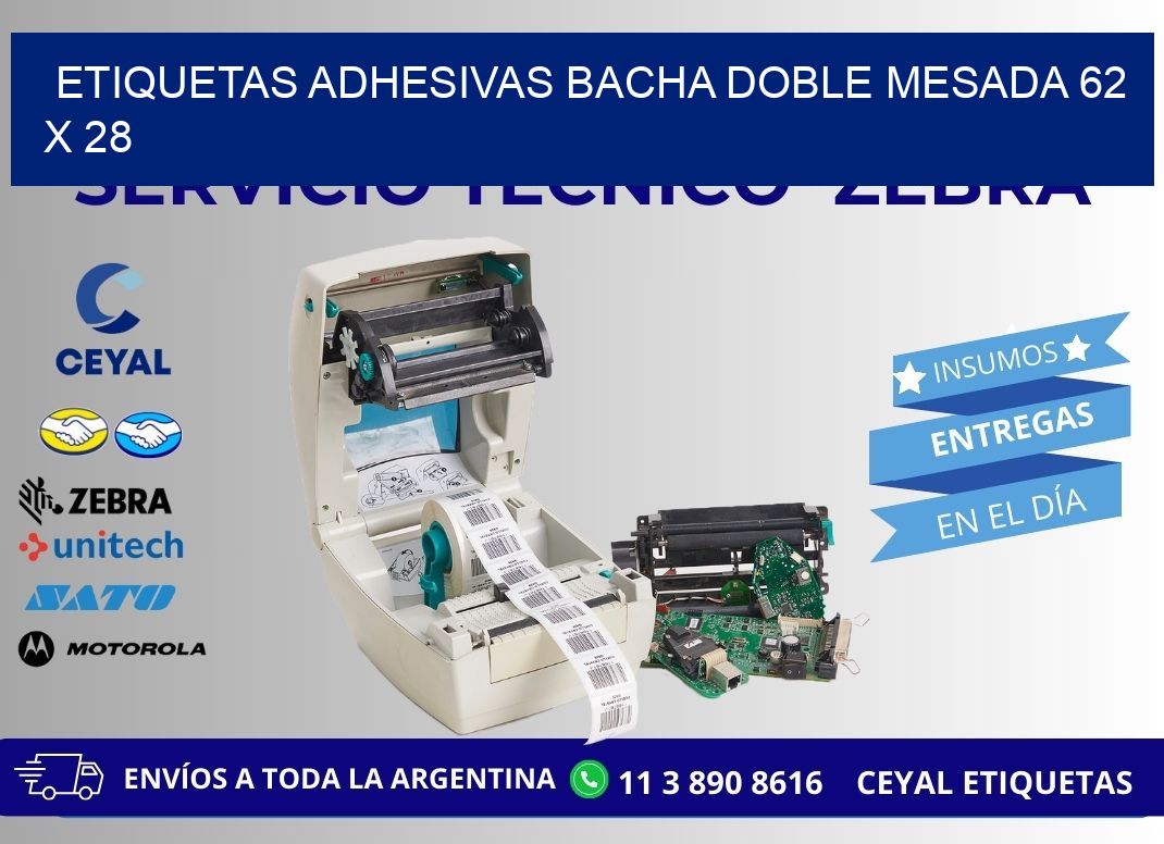 ETIQUETAS ADHESIVAS BACHA DOBLE MESADA 62 x 28