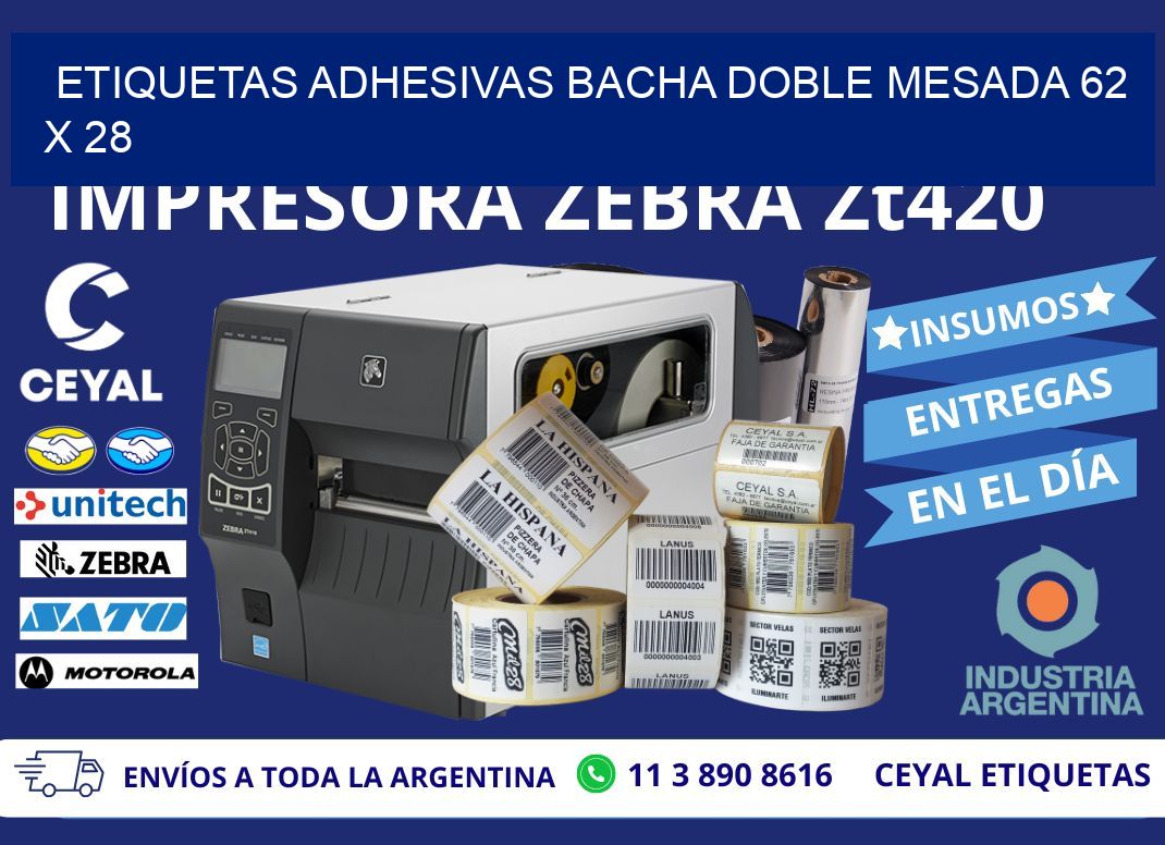 ETIQUETAS ADHESIVAS BACHA DOBLE MESADA 62 x 28