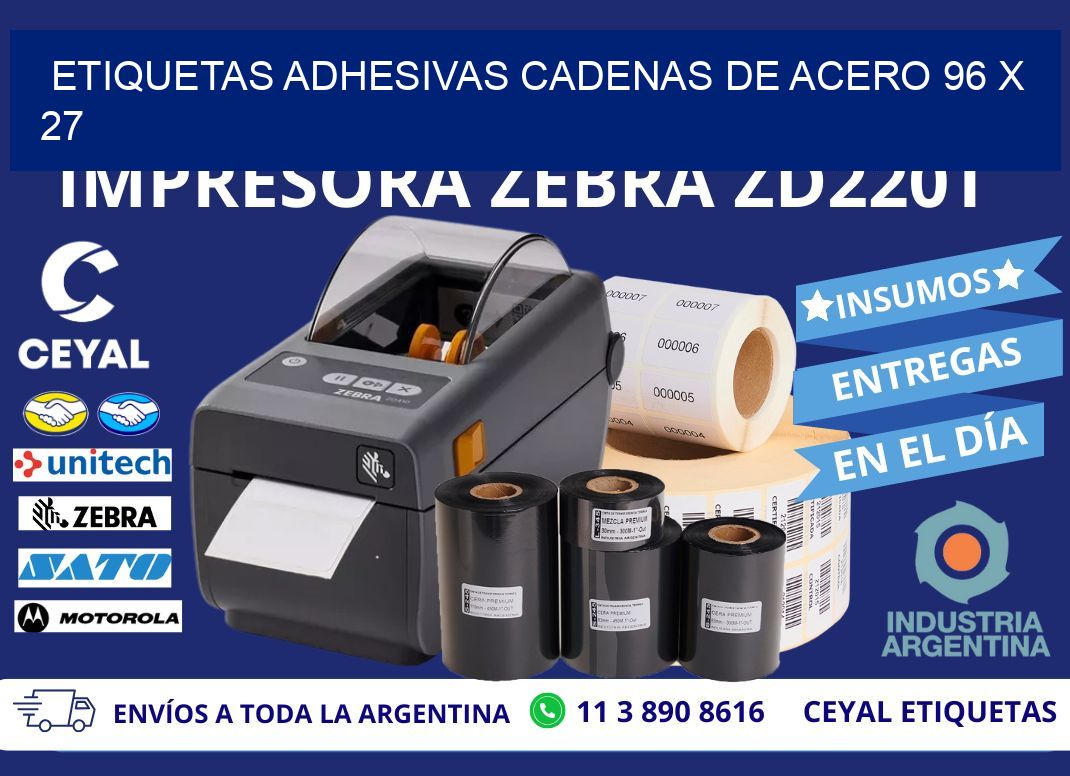 ETIQUETAS ADHESIVAS CADENAS DE ACERO 96 x 27