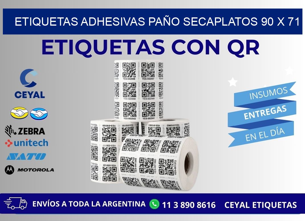 ETIQUETAS ADHESIVAS PAÑO SECAPLATOS 90 x 71