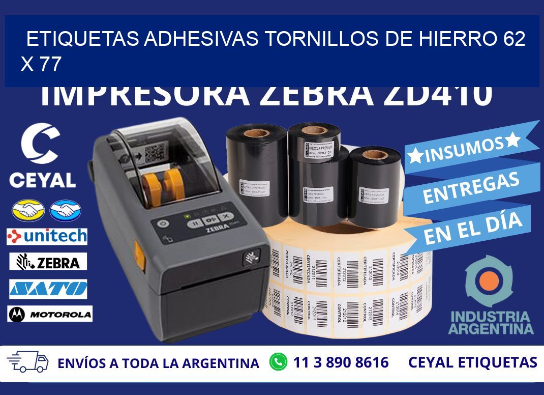 ETIQUETAS ADHESIVAS TORNILLOS DE HIERRO 62 x 77