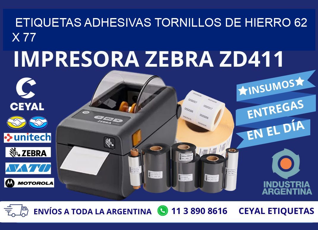 ETIQUETAS ADHESIVAS TORNILLOS DE HIERRO 62 x 77